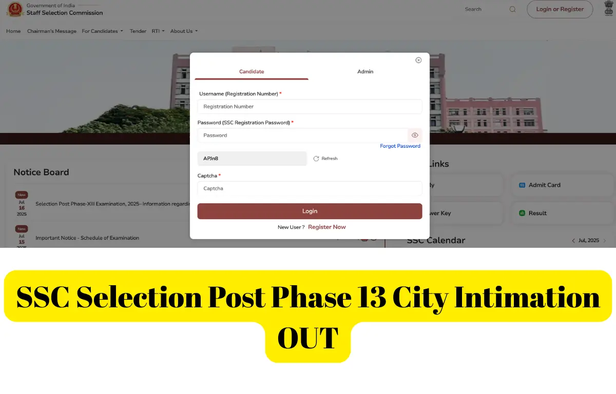 SSC Selection Post Phase 13 City Intimation