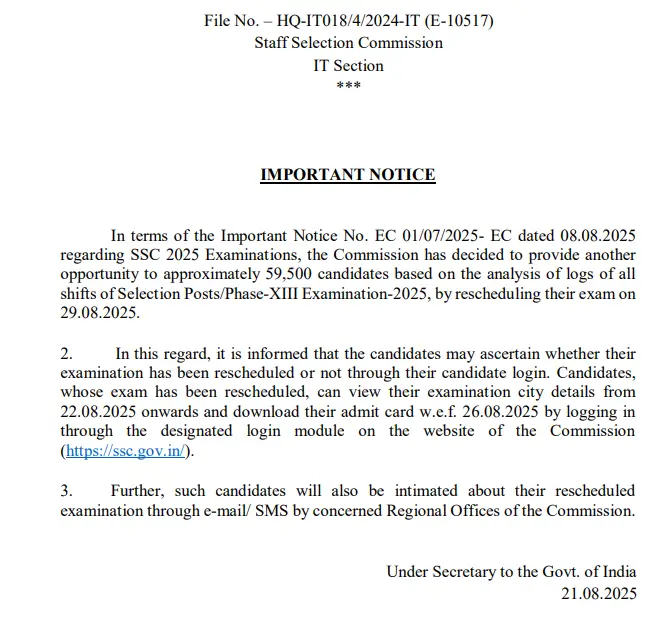 SSC Selection Post Phase 13 City Intimation Slip 2025 Out, Check Your Exam City_3.1