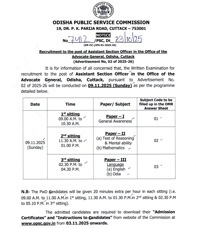 OPSC ASO Admit Card 2025 Out at opsc.gov.in, Exam on 9 Nov_3.1