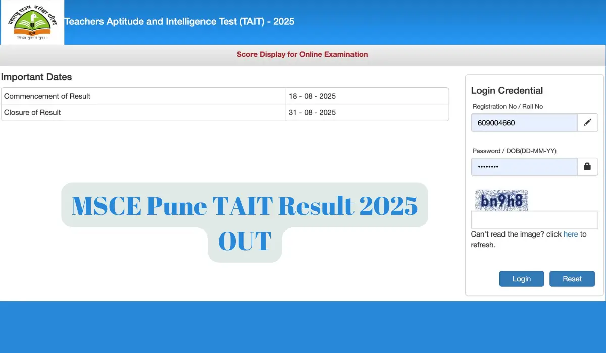 MSCE Pune TAIT Result 2025