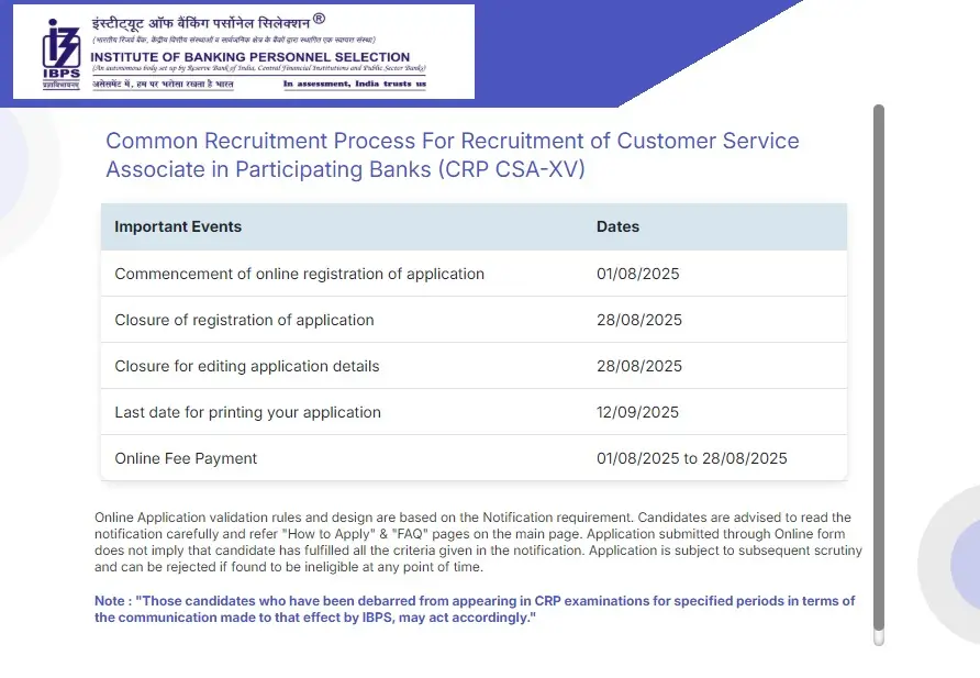 IBPS Clerk Apply Online Extended