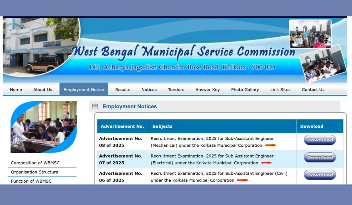 WBMSC Sub Assistant Engineer Recruitment 2025