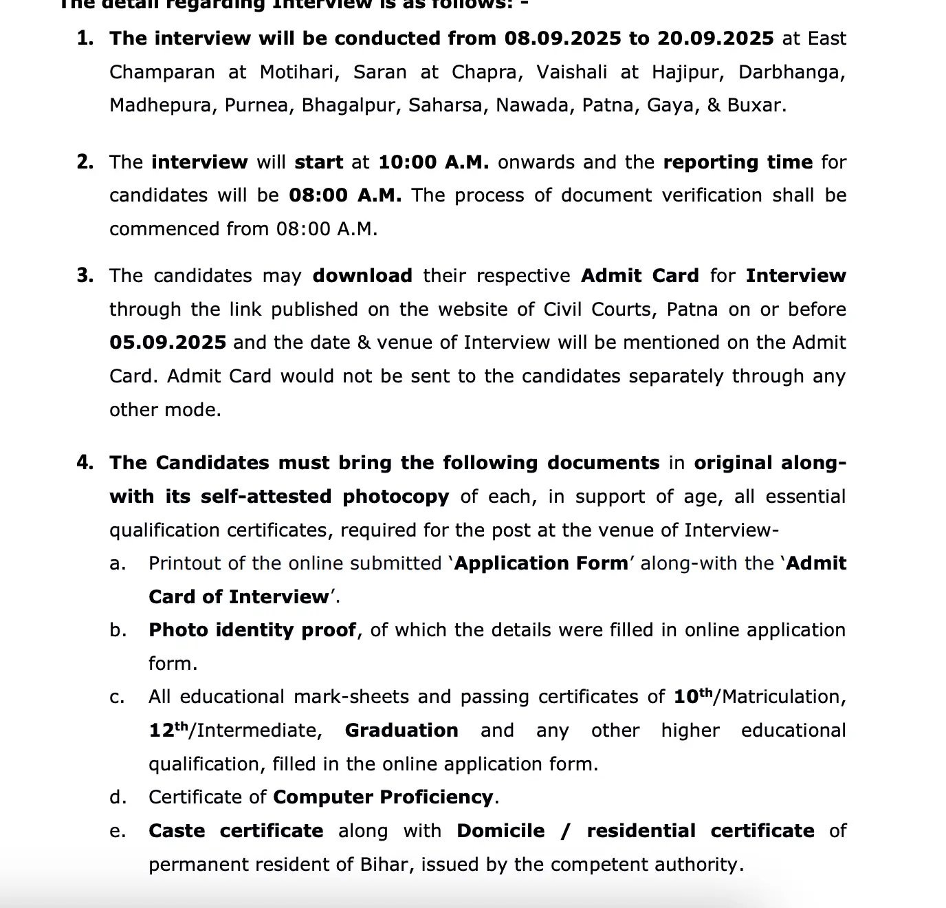 Bihar Civil Court Clerk Interview Admit Card 2025 Out, Call Letter Link_3.1