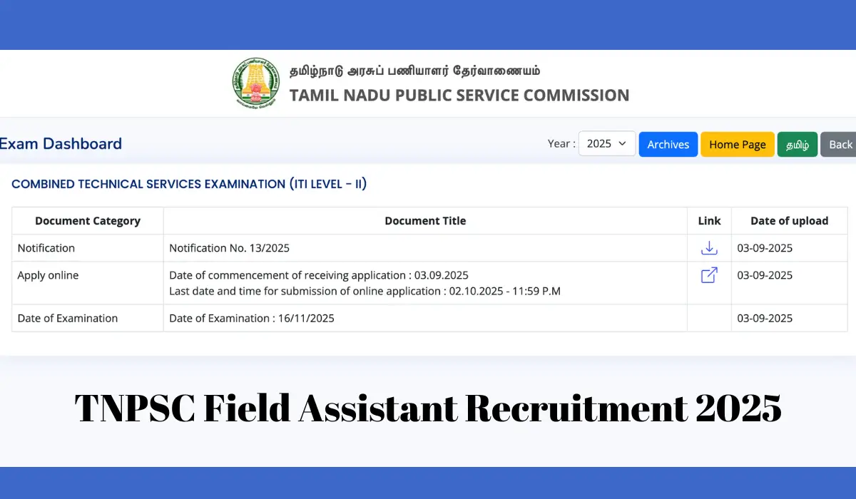 TNPSC Field Assistant Recruitment 2025
