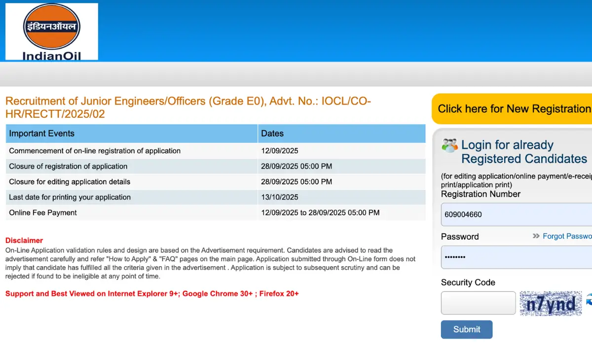 IOCL JE Recruitment 2025
