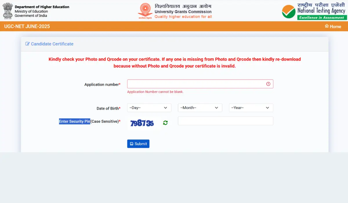 UGC NET Certificate 2025