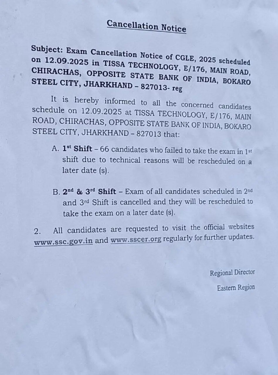 SSC CGL 2025 Exam Cancelled at Multiple Centres, Check Exam Issues and Centres List_10.1