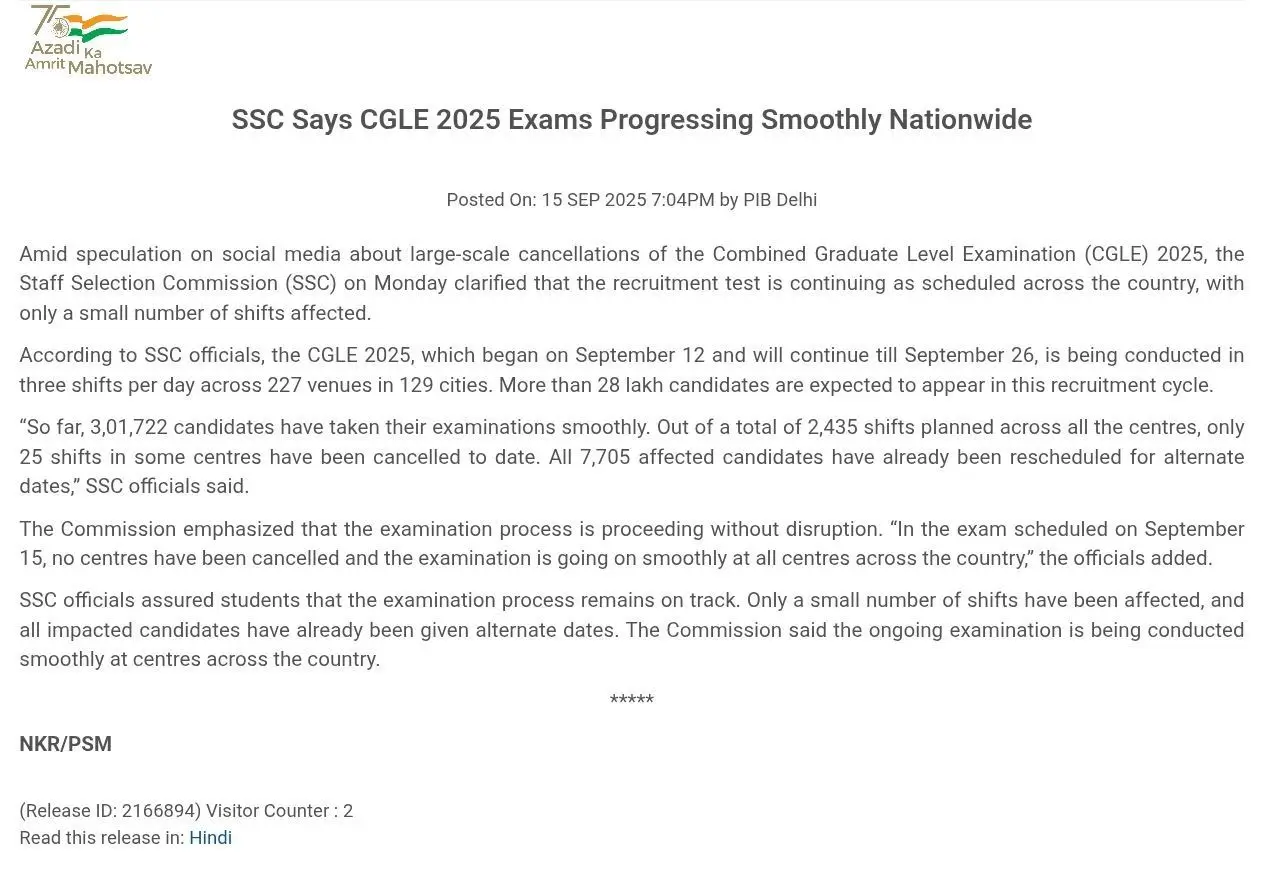 SSC CGL 2025 Exam Cancelled at Multiple Centres, Check Exam Issues and Centres List_3.1