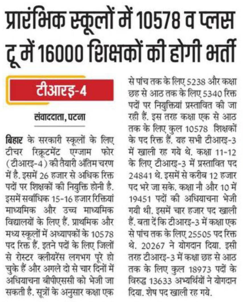 BPSC TRE 4.0 Notification 2025 for 27910 Teacher Vacancies, Official PDF in Dec_3.1