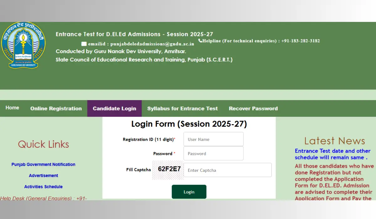 SCERT Punjab DElEd Admit Card 2025