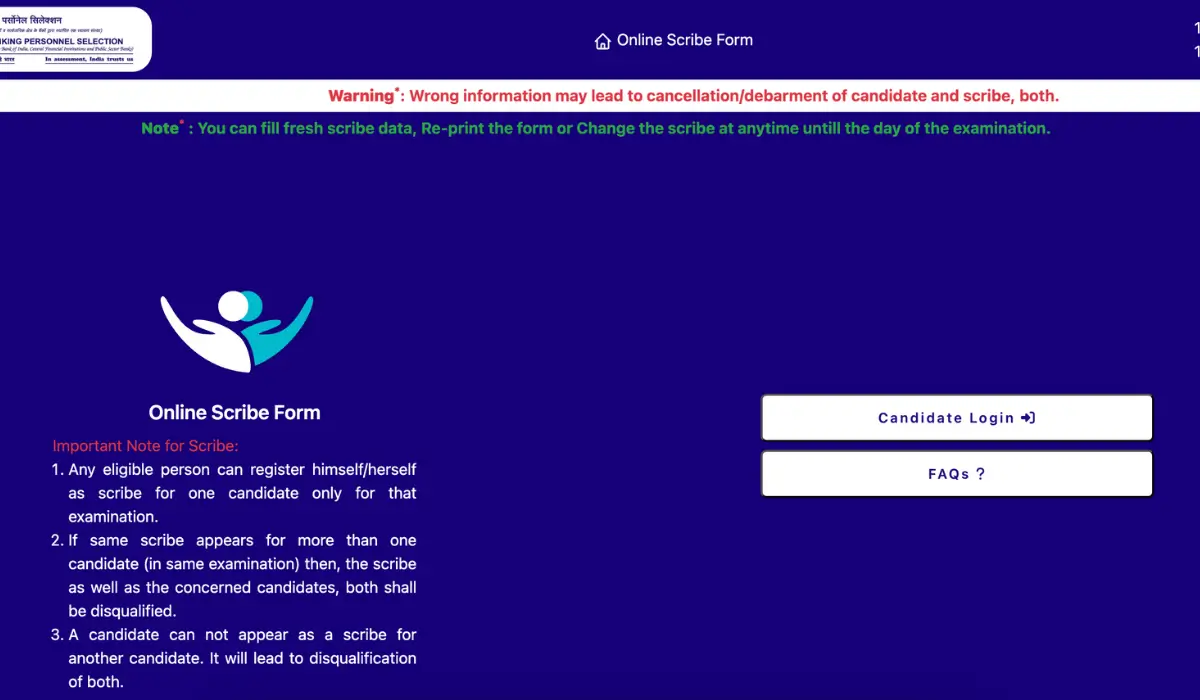 ibps online scribe declaration form