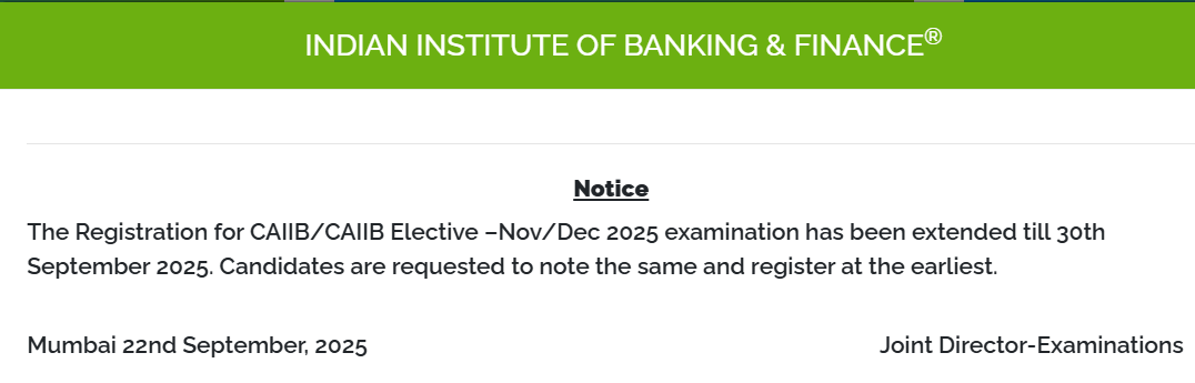CAIIB Registration 2025 for Nov Cycle, Last Date Extended till 30 Sept_3.1