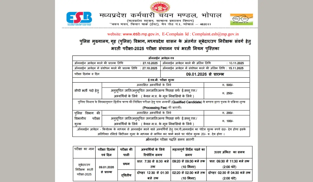 mp police si notification