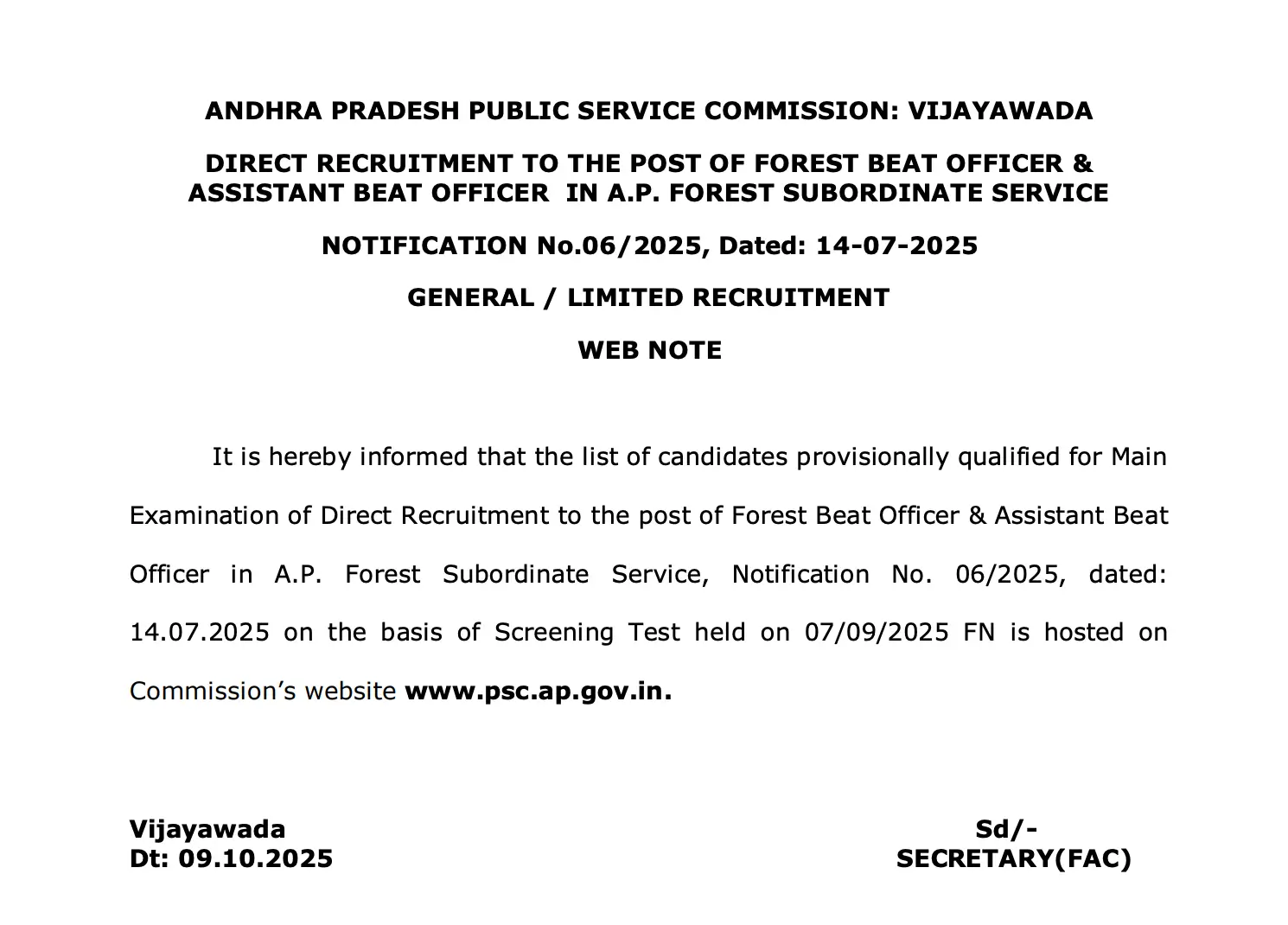 APPSC Forest Beat Officer Result 2025 Out, FBO Prelims Result PDF_3.1