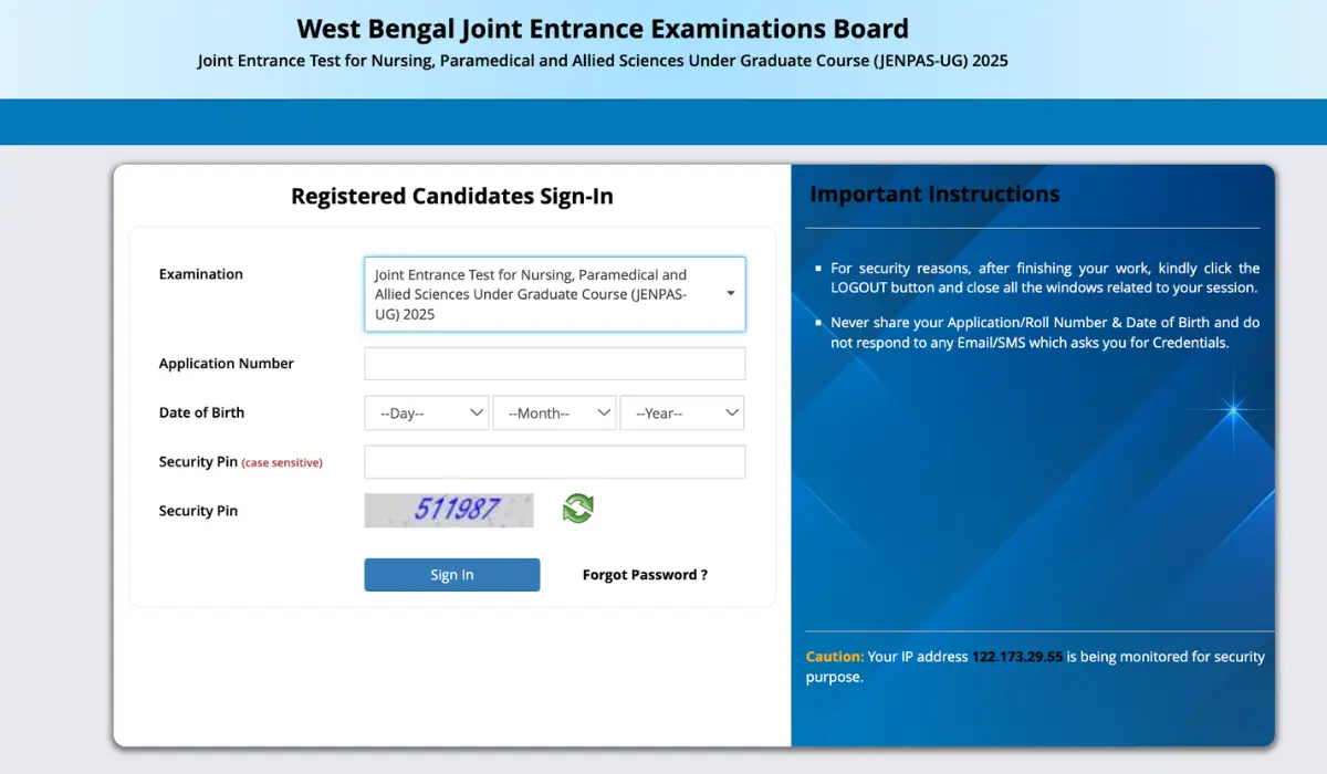 JENPAS UG Admit Card 2025