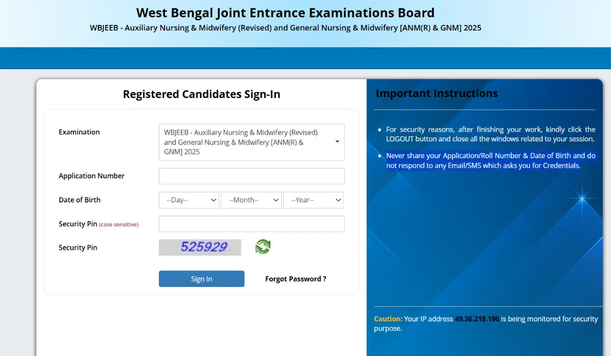 WB ANM GNM Admit Card 2025