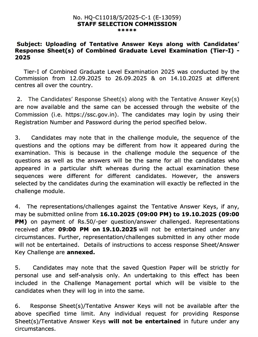 SSC CGL Tier 1 Answer Key 2025 Out at ssc.gov.in, Direct Link Here_3.1
