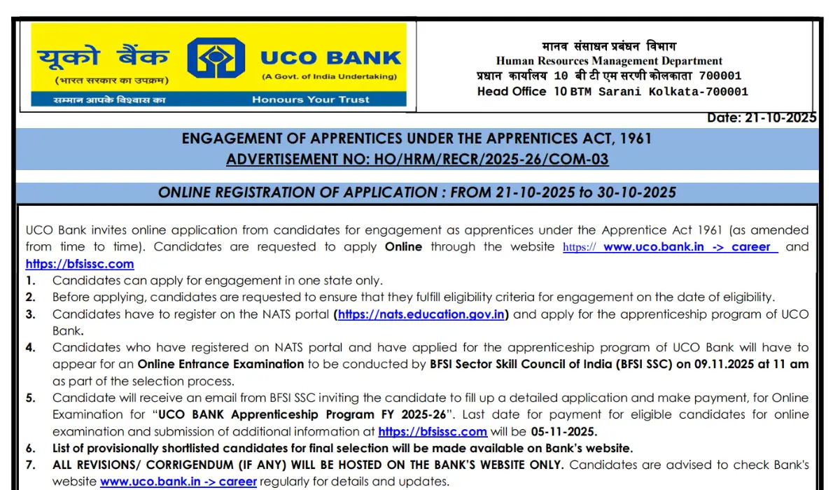 uco bank apprentice
