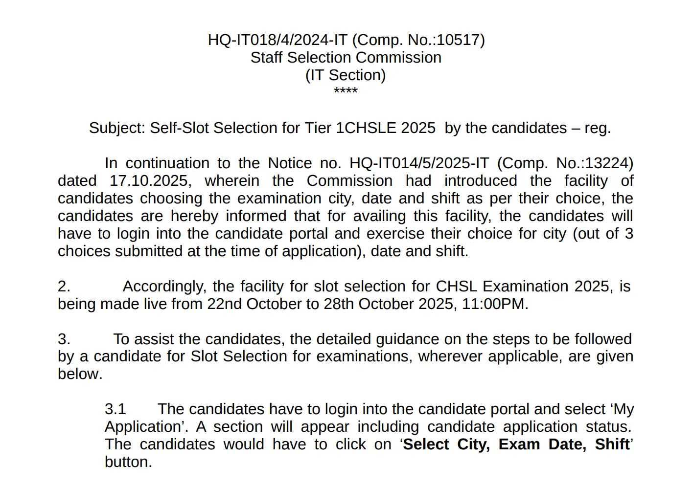 SSC CHSL Exam Slot Selection 2025 Active at ssc.gov.in, Last Date Today_3.1