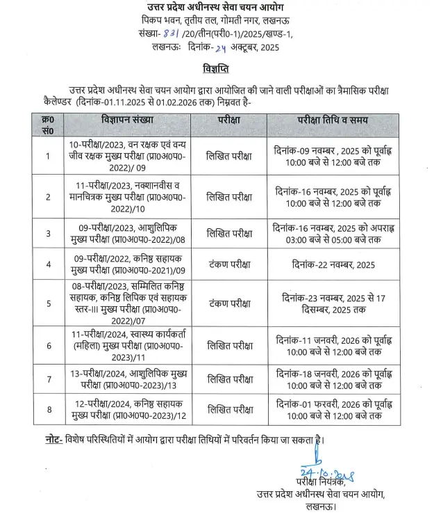 UPSSSC Exam Calendar 2025-26 Out, Check Upcoming Exam Schedule _3.1