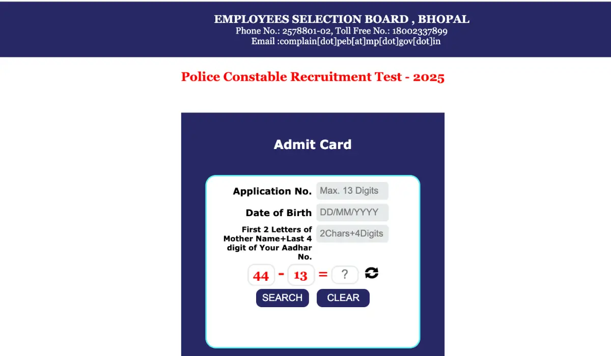 mp police constable admit card 2025