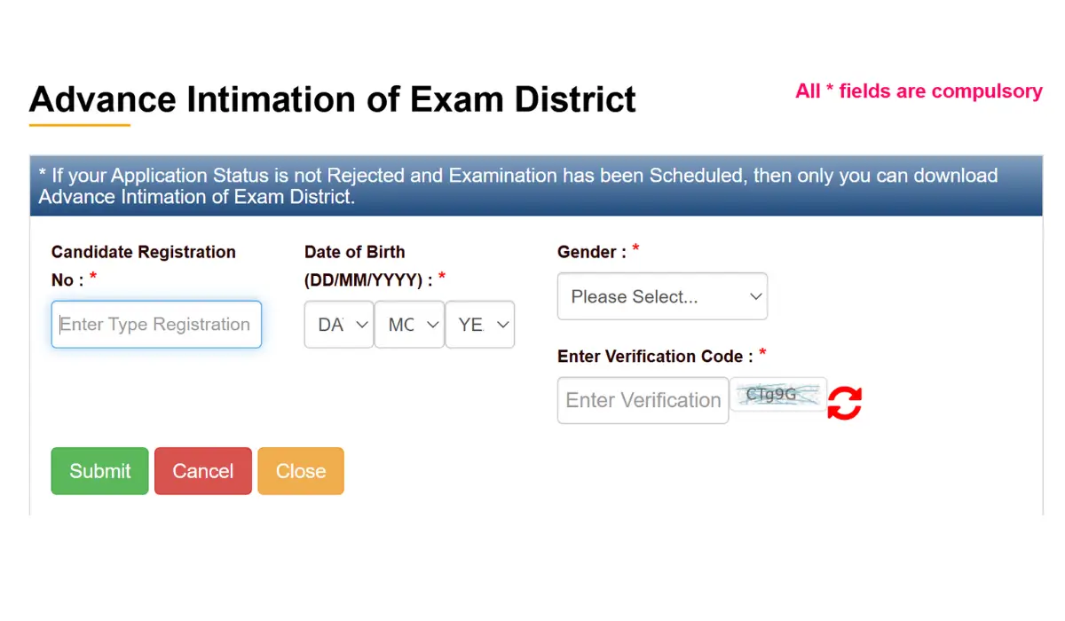 UPSSSC Forest Guard City Intimation Slip 2025
