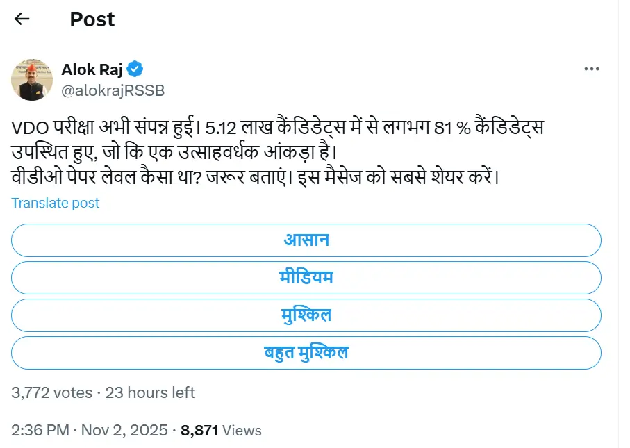 Rajasthan VDO Question Paper 2025 Out, Download RSSB ग्राम विकास अधिकारी Paper PDF_3.1