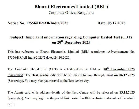 BEL Probationary Engineer Admit Card 2025 Out Today, Hall Ticket Link_3.1
