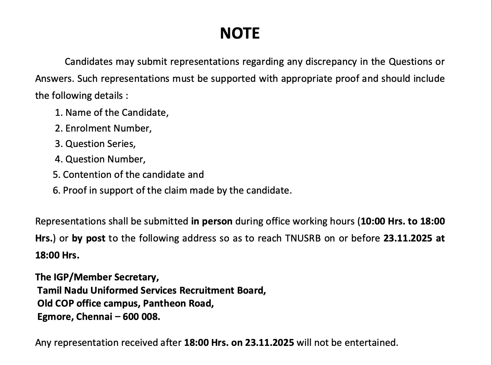 TNUSRB Police Constable Answer Key 2025 Out @tnusrb.tn.gov.in, Prelims Key PDF_3.1