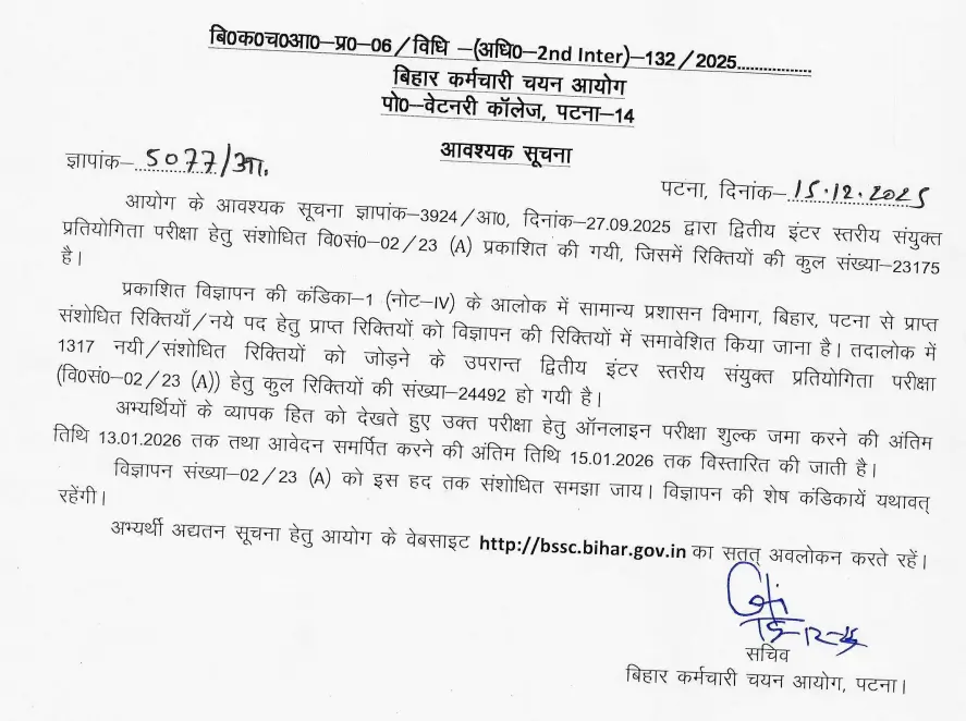 BSSC Inter Level Online Form 2025, Last Date to Apply Extended Till 15 Jan 2026_3.1