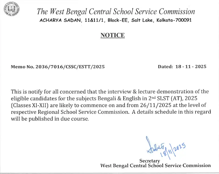 WBSSC SLST Recruitment 2025, DV Schedule Out for 35726 Assistant Teachers_3.1
