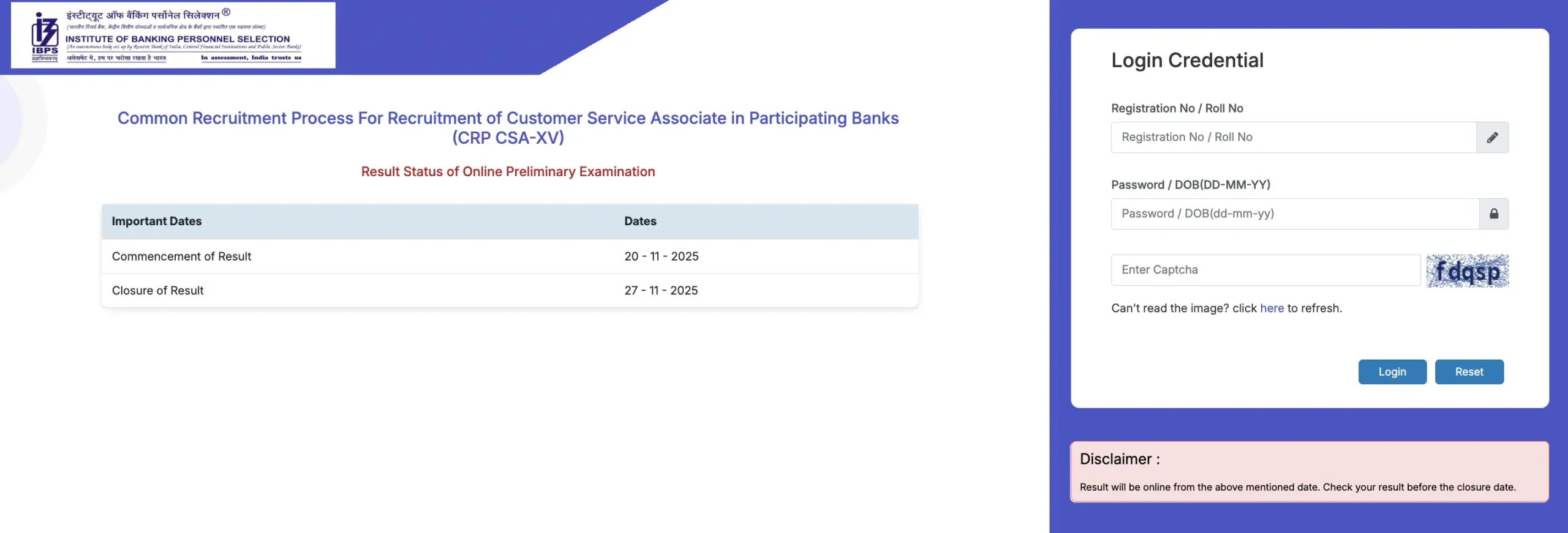 IBPS Clerk Result