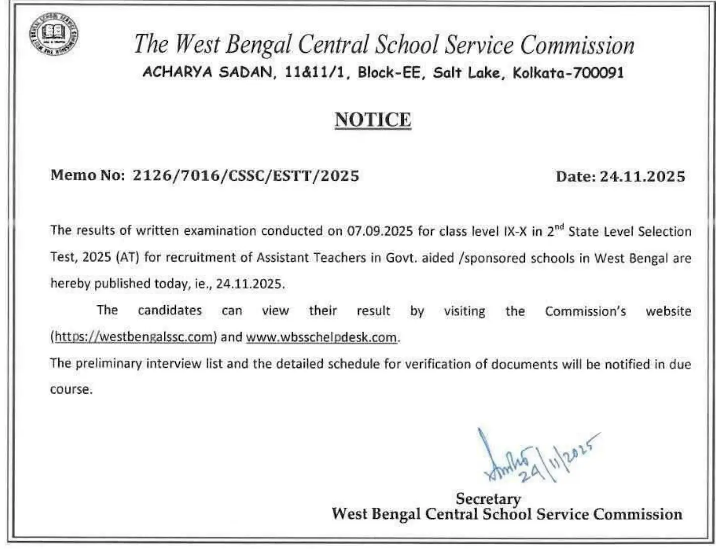 wbssc-slst-result-notice