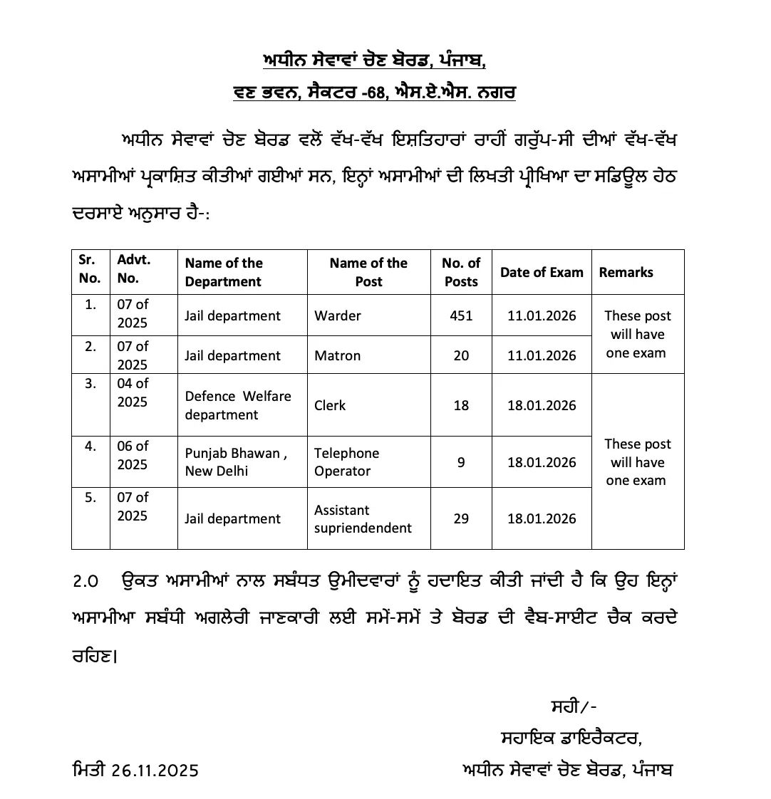 PSSSB Jail Warder Exam Date 2025 Out, Check Official Schedule_3.1