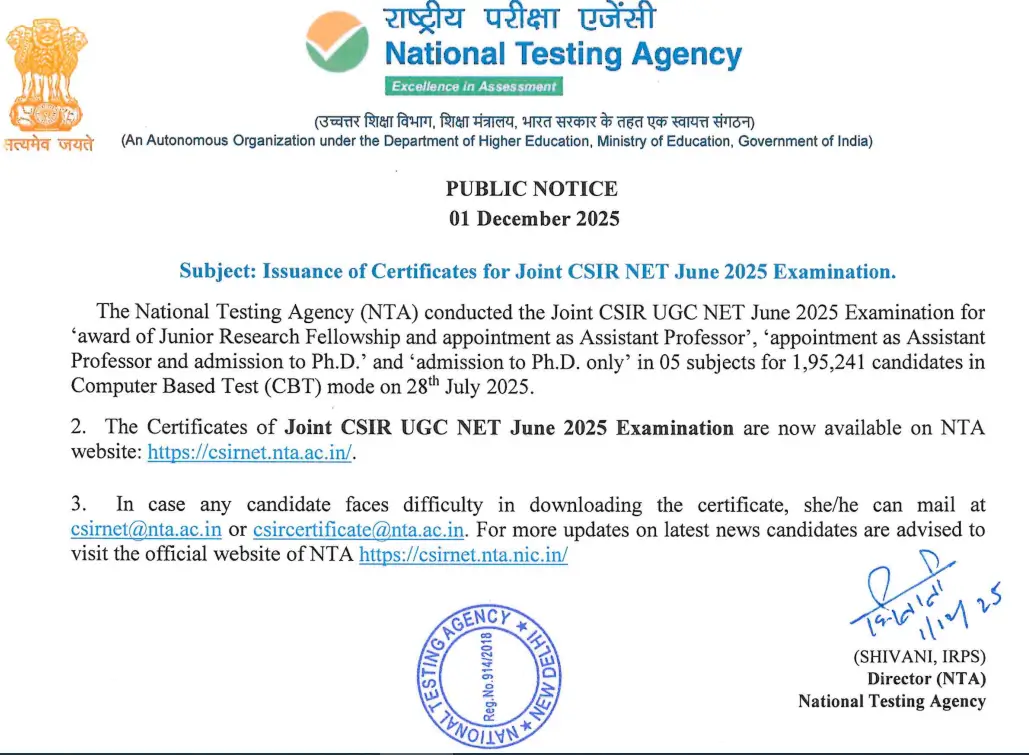 CSIR UGC NET Certificate 2025 Out for June Session, Download Now_3.1
