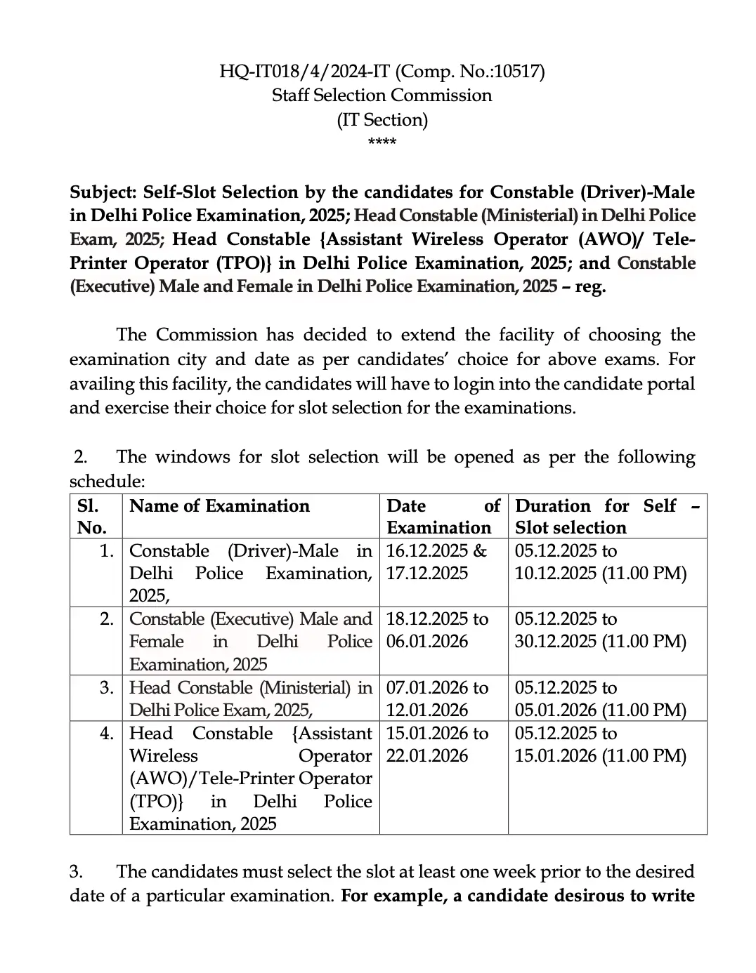 Delhi Police Head Constable Slot Selection 2025 Starts, Booking Starts on 5 Dec_3.1