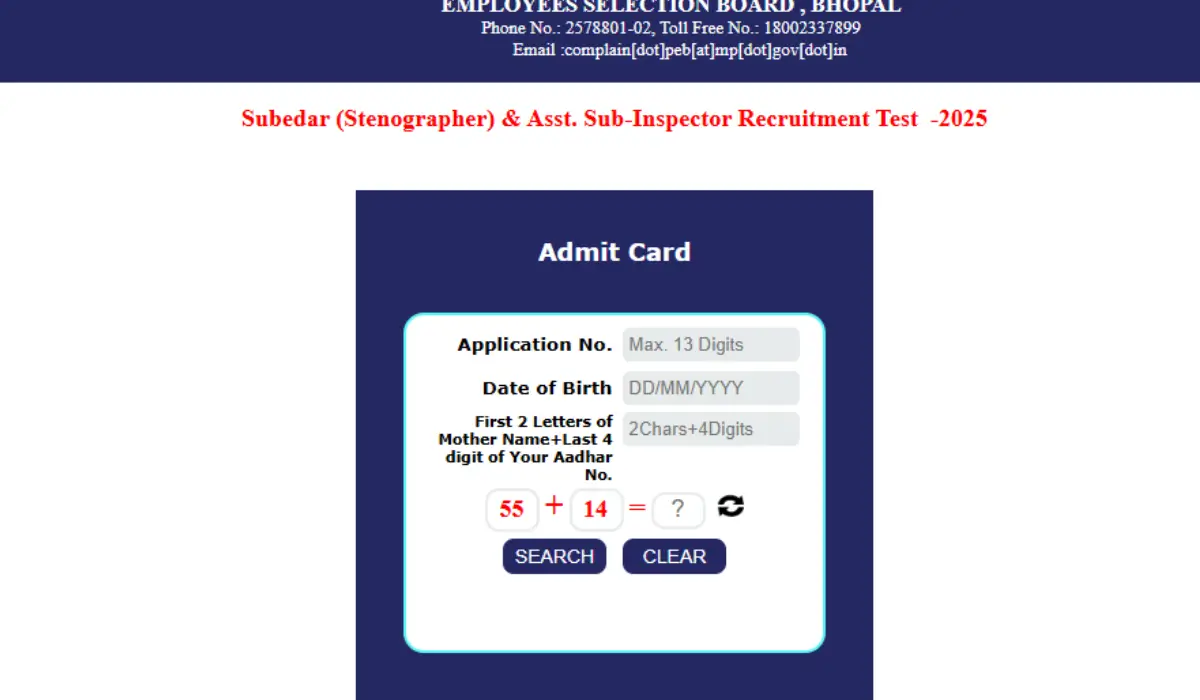 MP Police ASI and Subedar Admit Card 2025