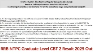 RRB NTPC CBT 2 Result