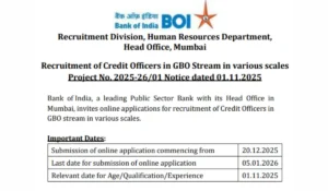 Bank of India Credit Officer Recruitment 2025