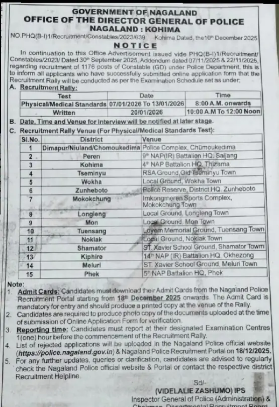 Nagaland Police Constable Admit Card 2025 Out, Physical Test Hall Ticket Link_3.1