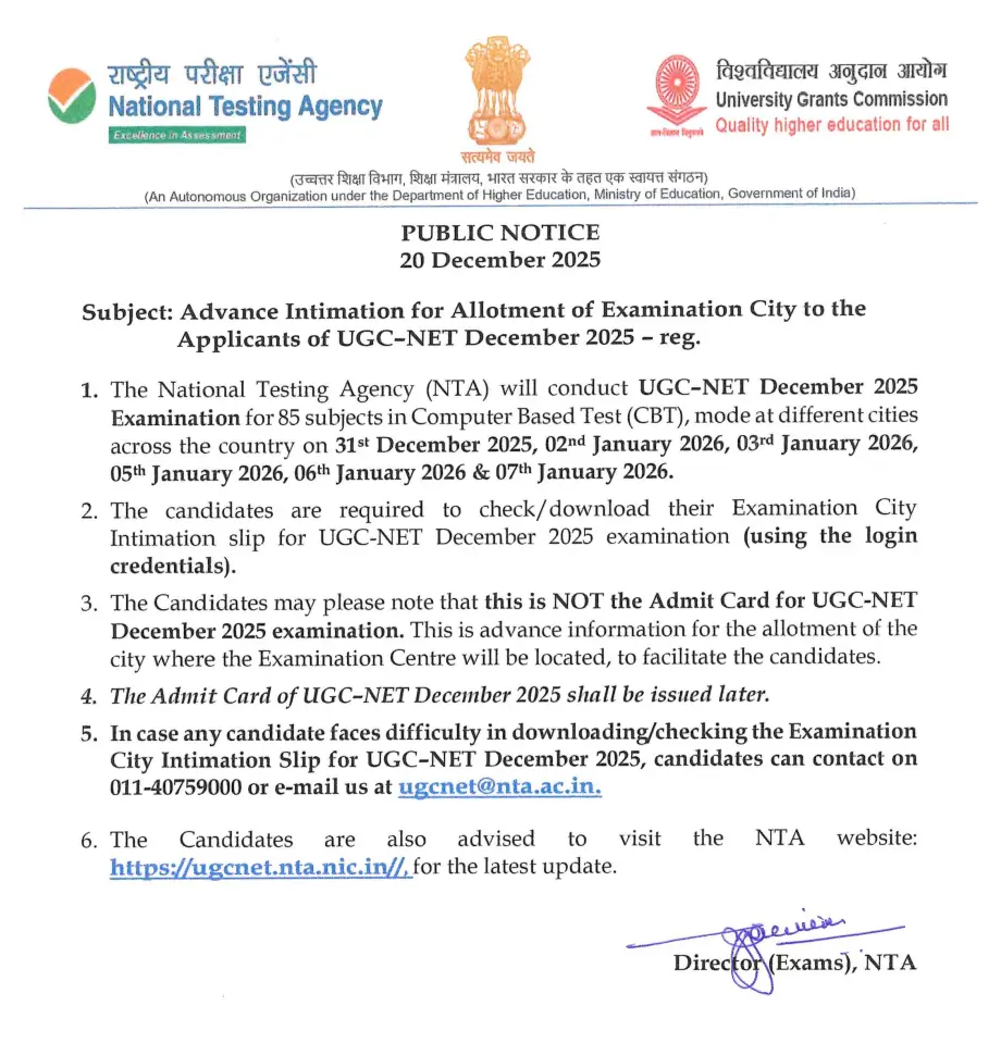 UGC NET City Intimation Slip 2025 Out @ugcnet.nta.nic.in, Check December Exam Details_3.1