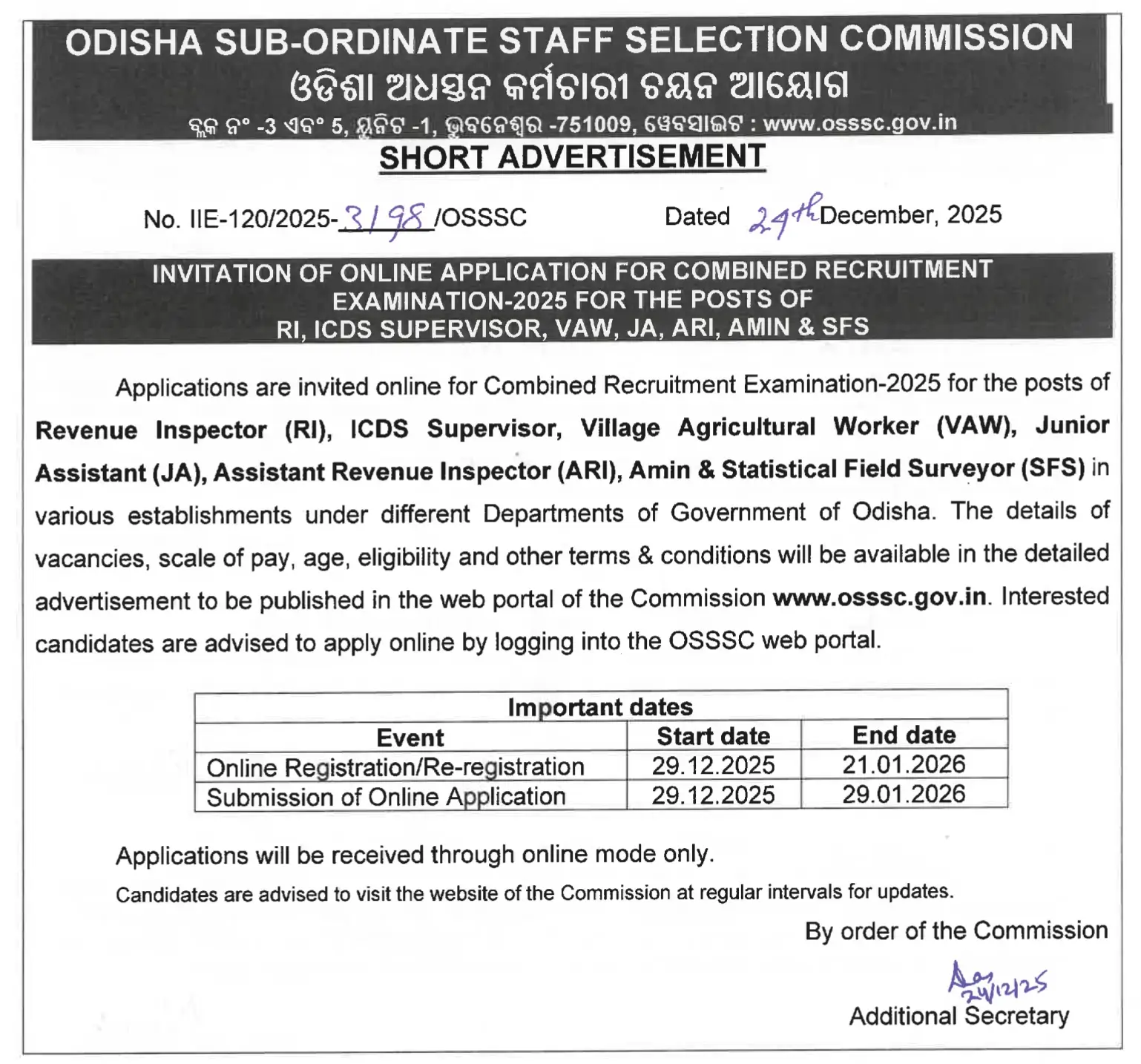 OSSSC CRE Recruitment 2026 Notification Out, 1569 RI, ARI, AMIN Vacancies Expected_3.1