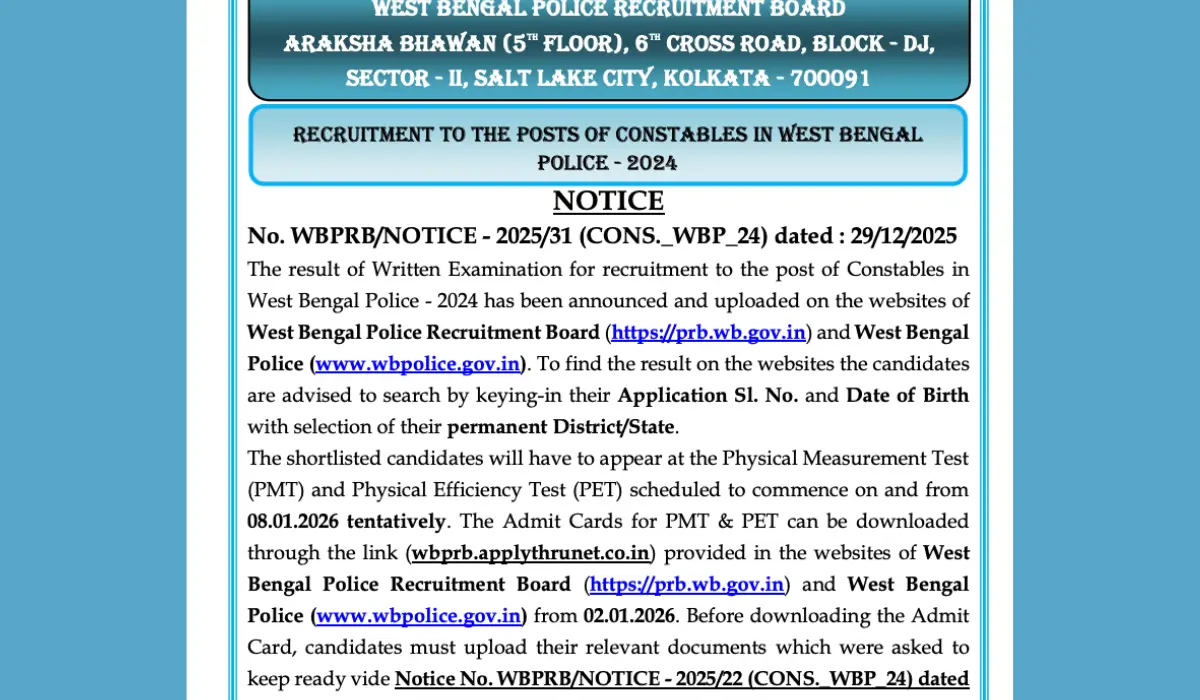 wbp constable result 2025