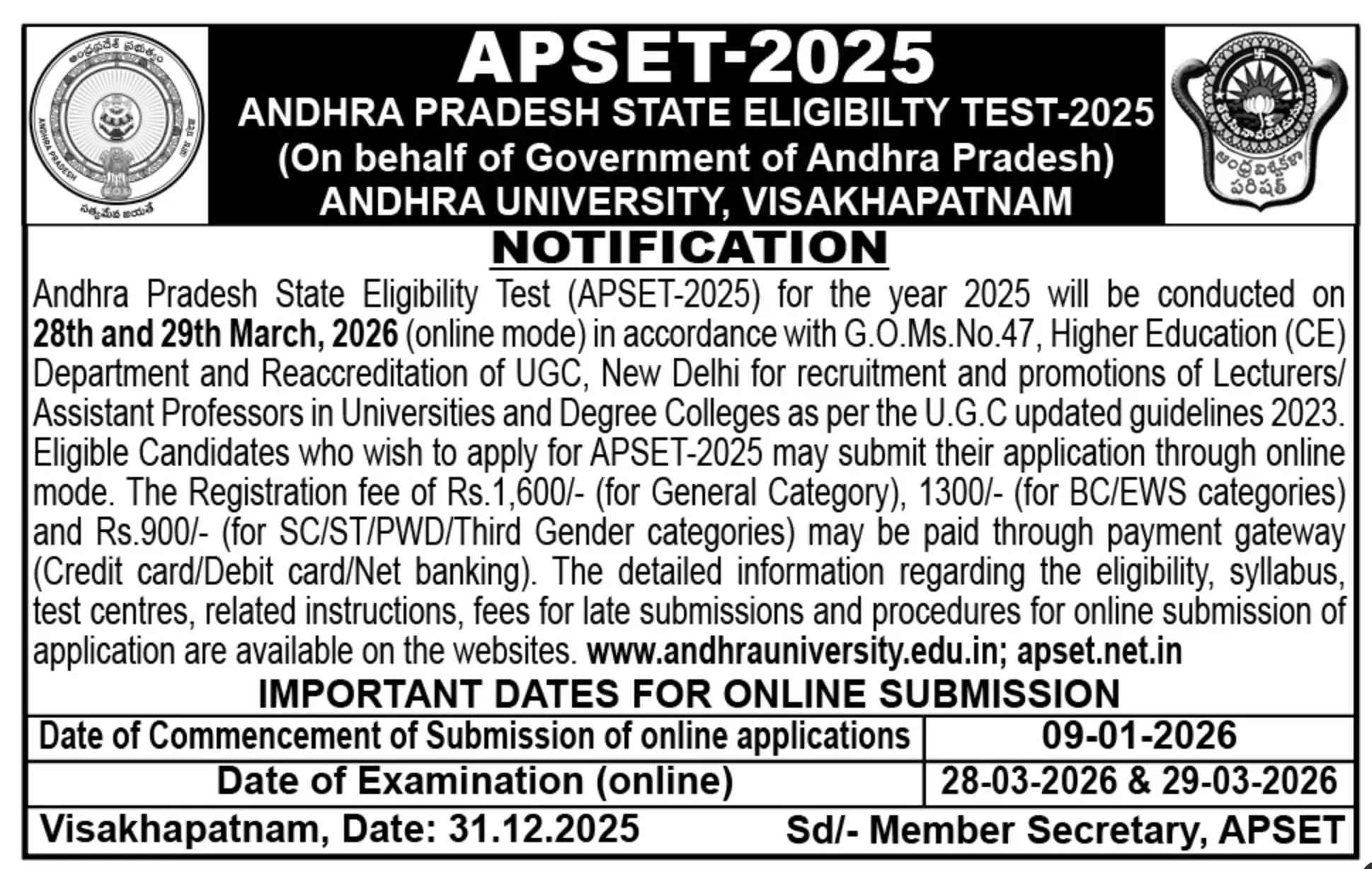 AP SET 2026 Notification Out, Exam Date, Apply Online Starts_3.1