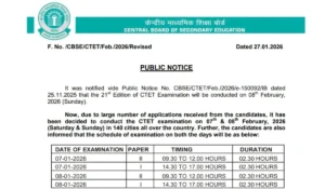 CTET Exam Date 2026