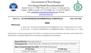 WBHRB Pharmacist Grade 3 Answer Key 2026