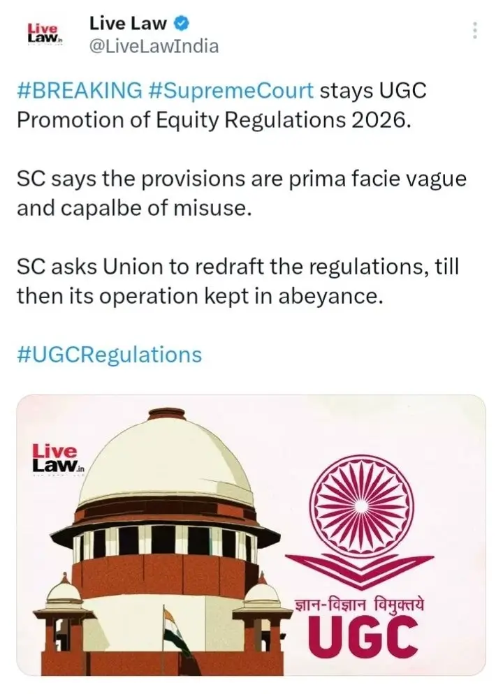 UGC Protest Live Updates: Supreme Court Stays New UGC Regulations, 2012 Rules to Continue Till Further Orders_3.1