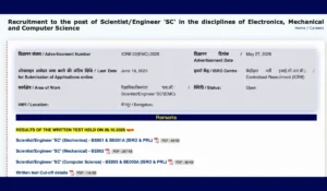 isro scientist and engineer result