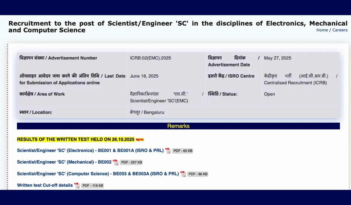 isro scientist and engineer result