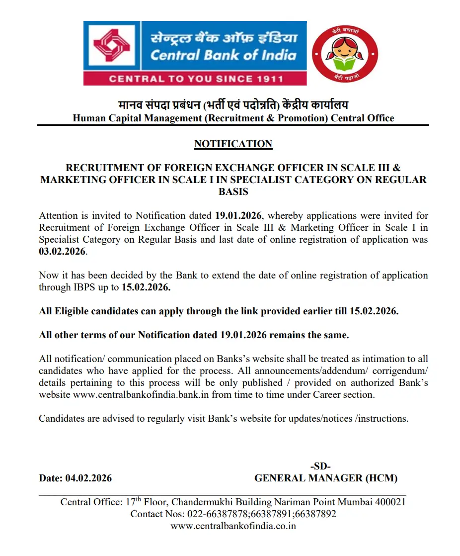 Central Bank of India Recruitment 2026 (350 Vacancies), Apply Online Extended_3.1